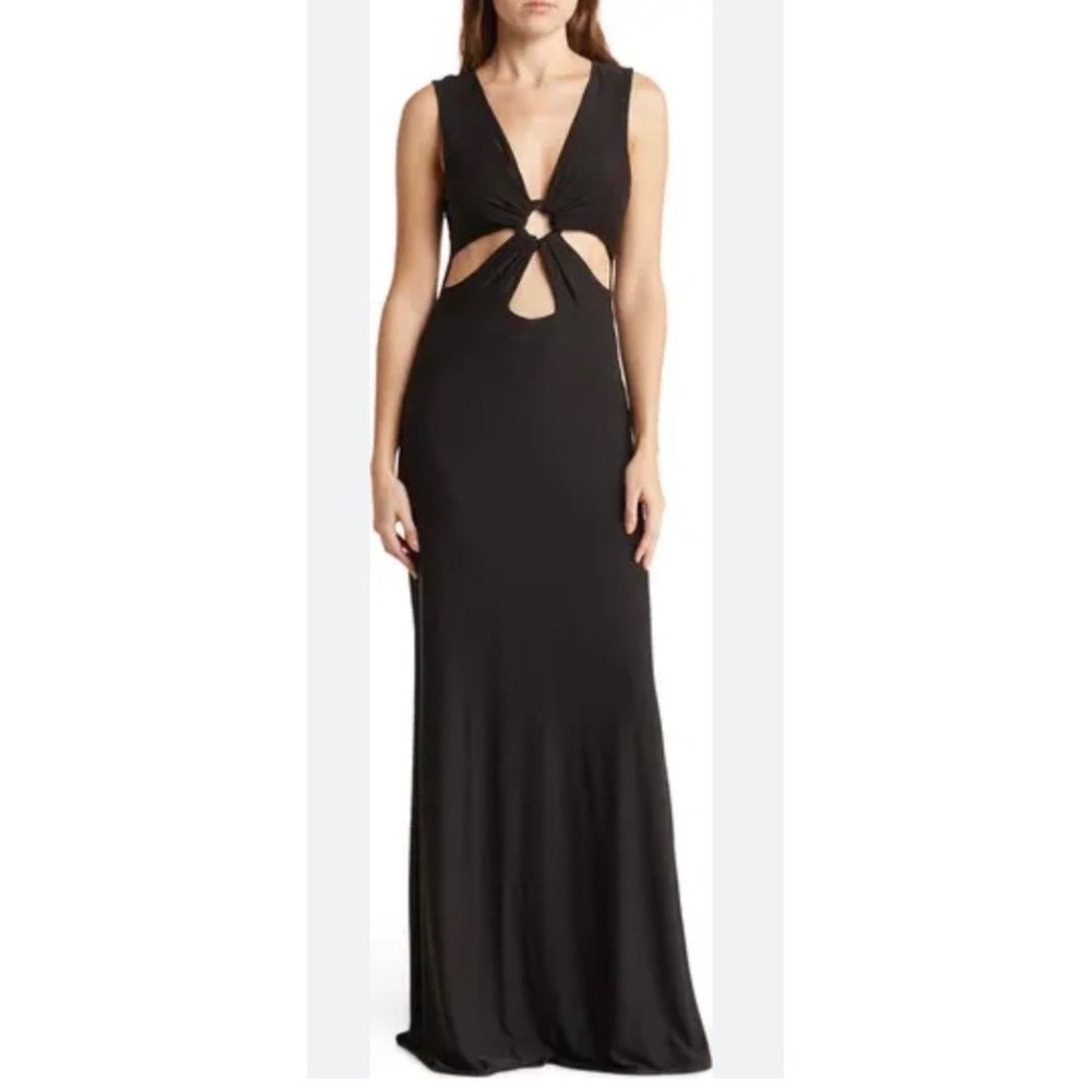 Love By Design "Josetta" Black Cutout Maxi Dress – Size M – Twist Front